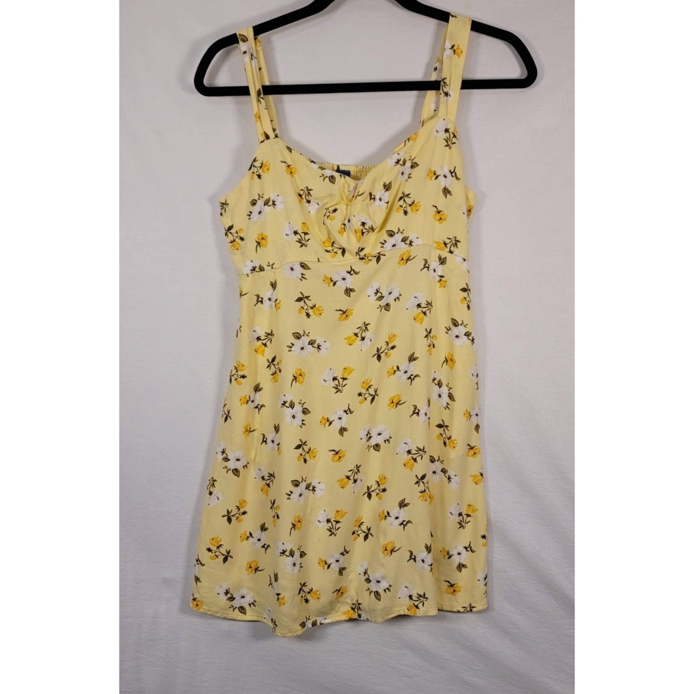 Old Navy Dress Womens S Yellow Floral Sundress Adjustable Straps Babydoll Y2k